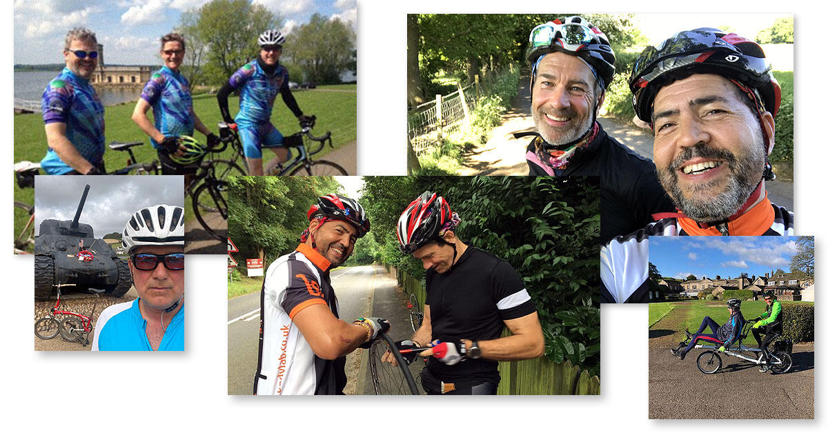 Montage of photos of cyclists